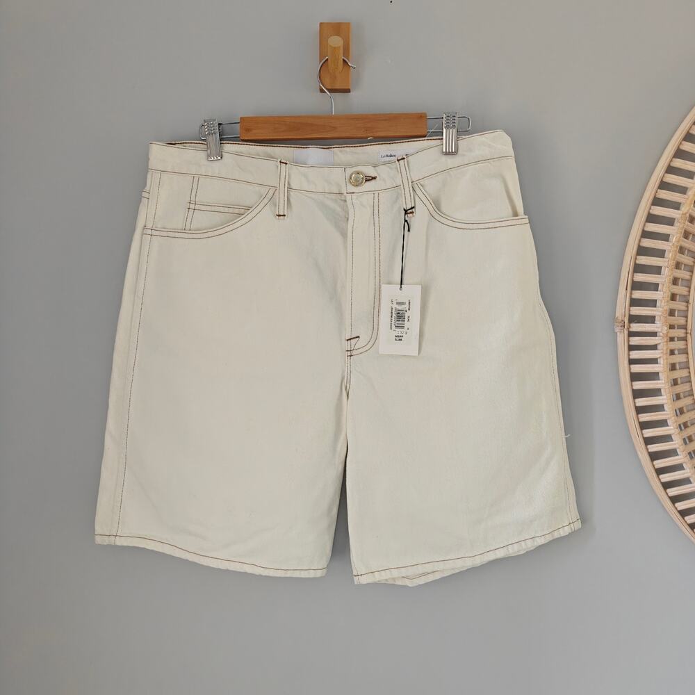 NWT FRAME Le Italien Bermuda Denim Shorts Blanc Cream Size 32 $288